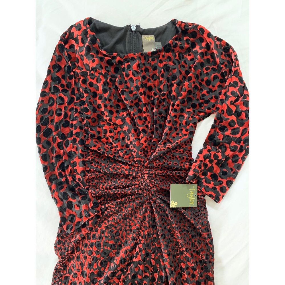 Midi Ruched Red Leopard Dress